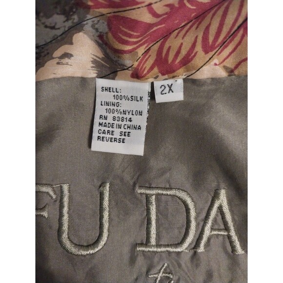 Vtg Fuda International Womens Silk Jacket 2X Colorful Tropical Buttery Soft Boho - Picture 7 of 9